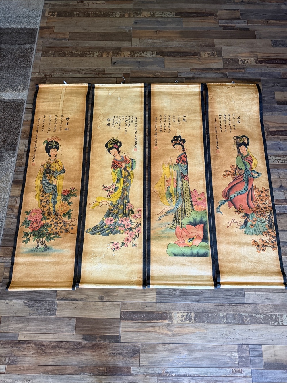4-Piece Large Chinese Classic Wall Paper Scroll Art For Room Decor